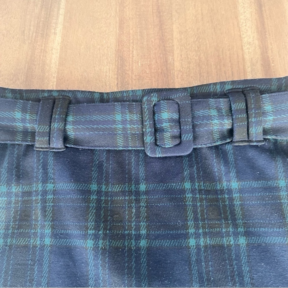 abercrombie kids belted blue/green plaid skirt/skort sz 15/16 - Picture 3 of 7